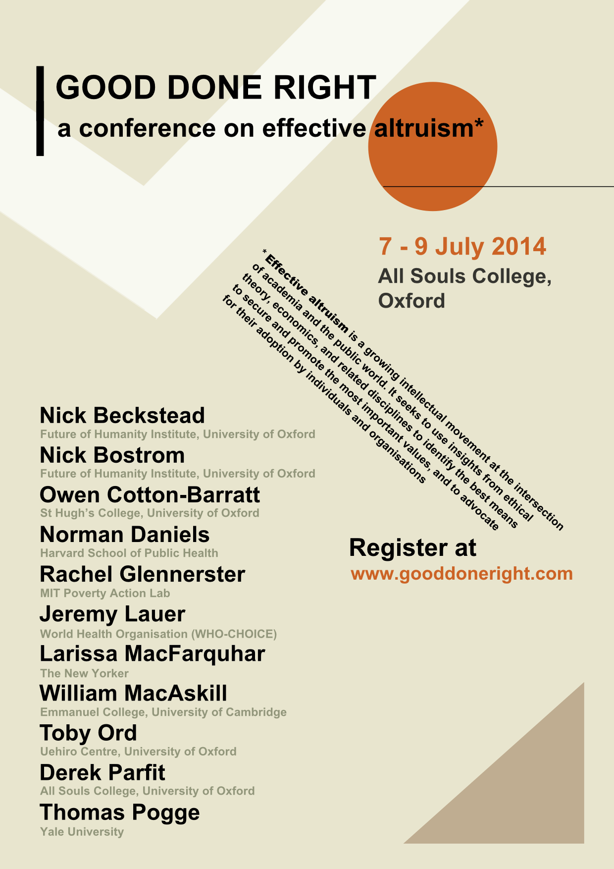 Good Done Right conference poster listing speakers and schedule